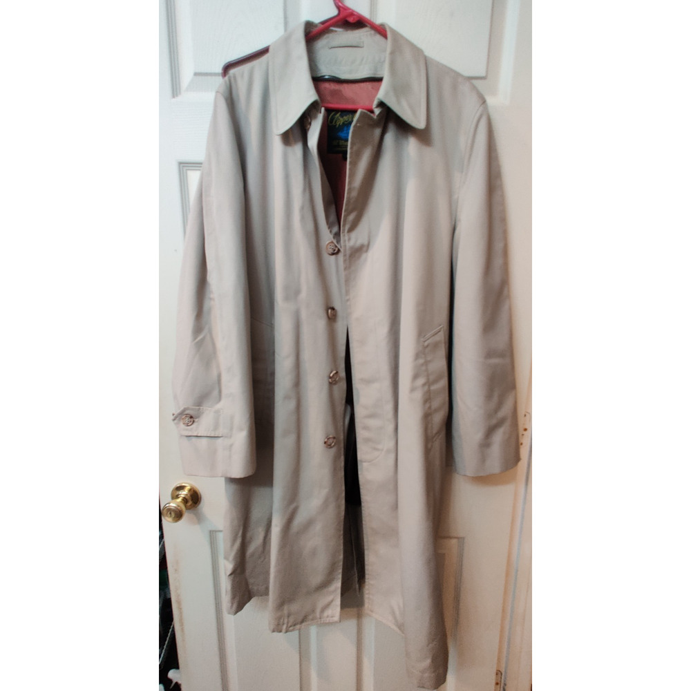 Vintage Clipper Mist Trench Coat Men's Size 42 Reg Tan Lined Removable Lining